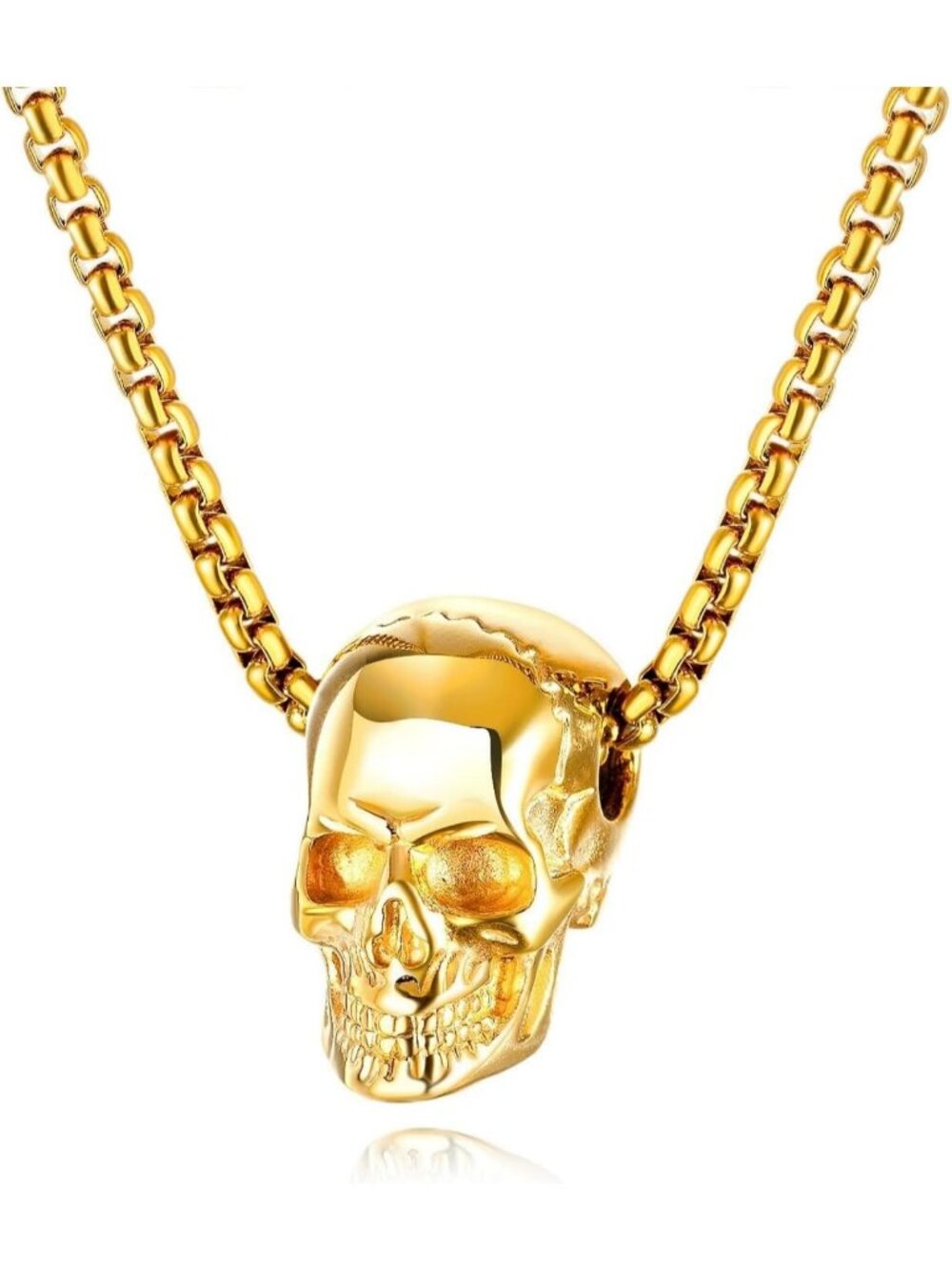 Women's Gold Face Gothic Skull Necklace Stainless Steel 3d Pendant Moon